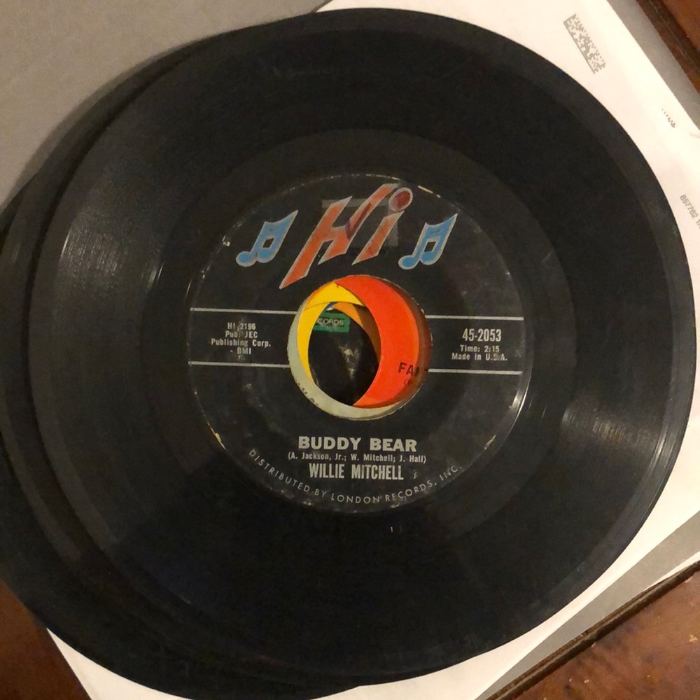 Willie Mitchell Buddy Bear Vinyl 45 Record
